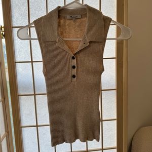 Madewell Sleeveless Polo Sweater - Oatmeal